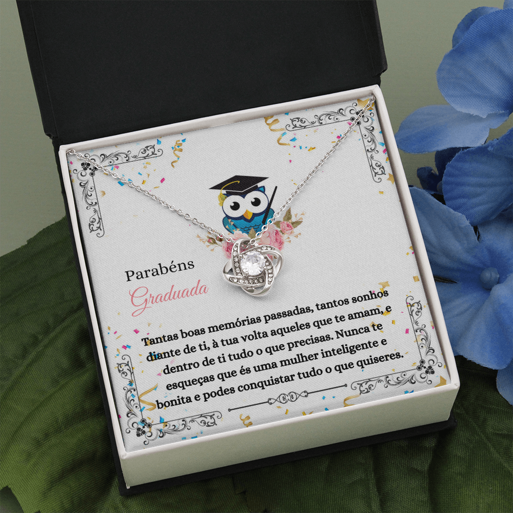 Parabéns Graduada Colar Portuguese Graduate Necklace Card