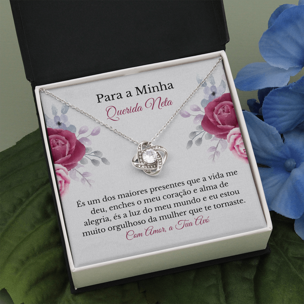 Querida Neta Colar Presente Portuguese Granddaughter Message Card Necklace