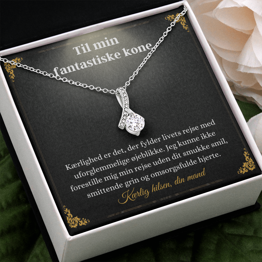 Kone Halskæde Gave Danish Wife Message Card Necklace