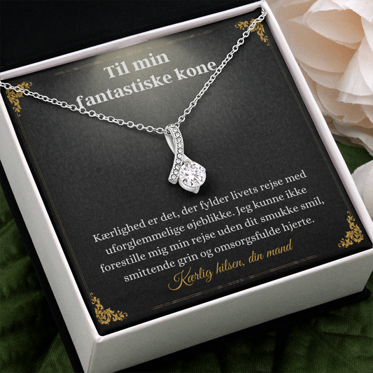 Kone Halskæde Gave Danish Wife Message Card Necklace