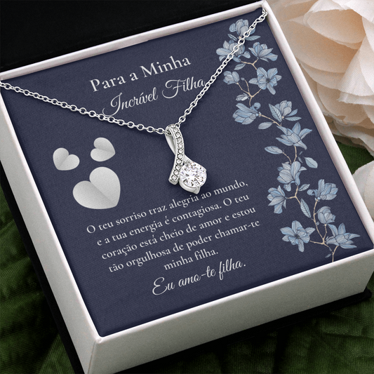 Filha Colar Portuguese Daughter Message Card Necklace
