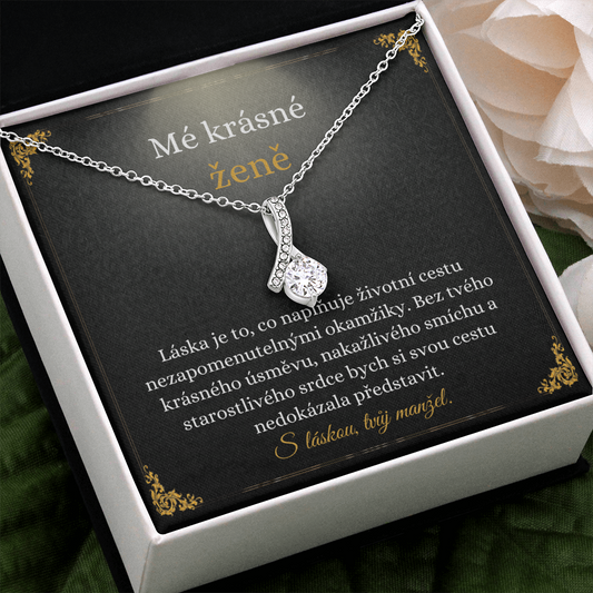 Krásné ženě Náhrdelník Czech Wife Message Card Necklace