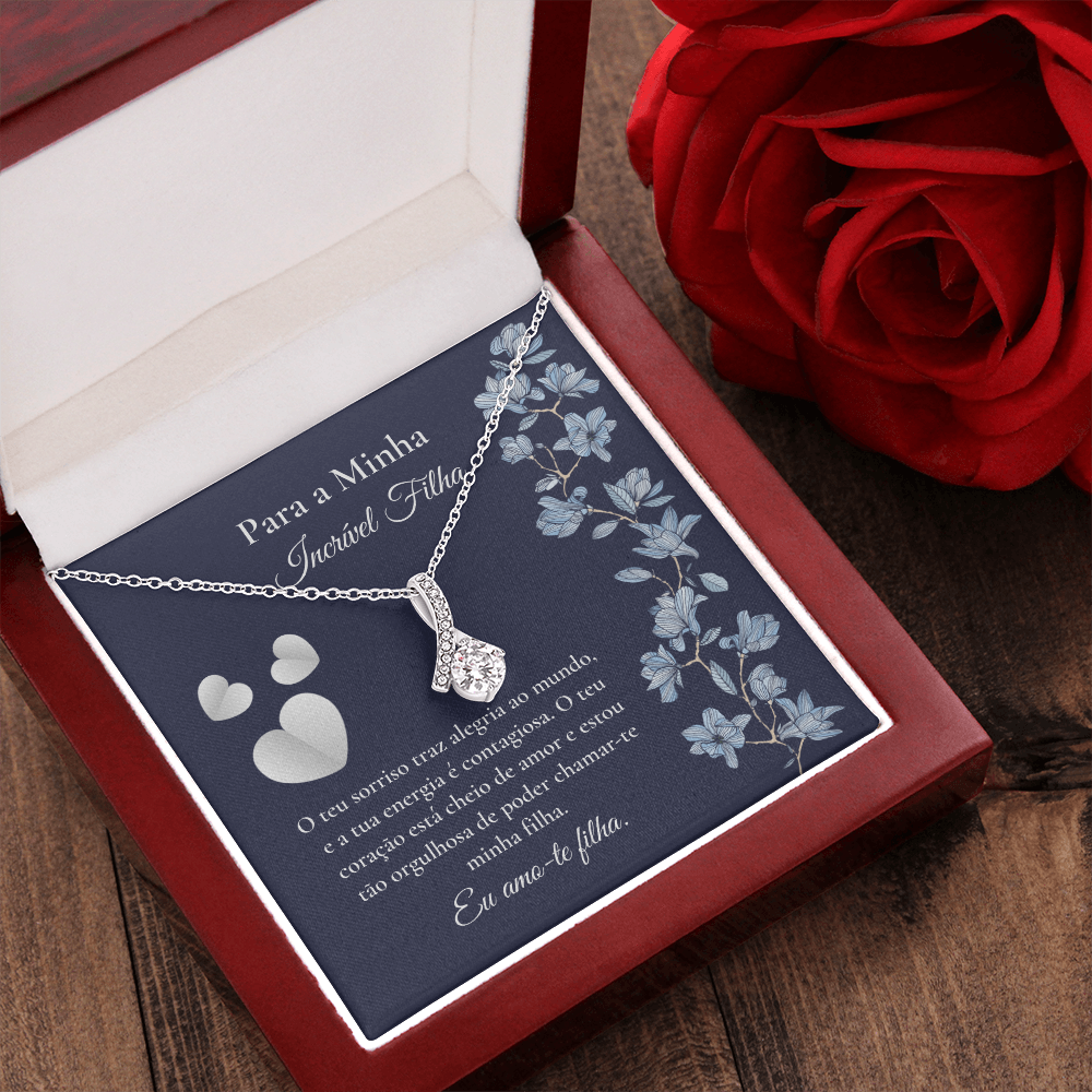 Filha Colar Portuguese Daughter Message Card Necklace