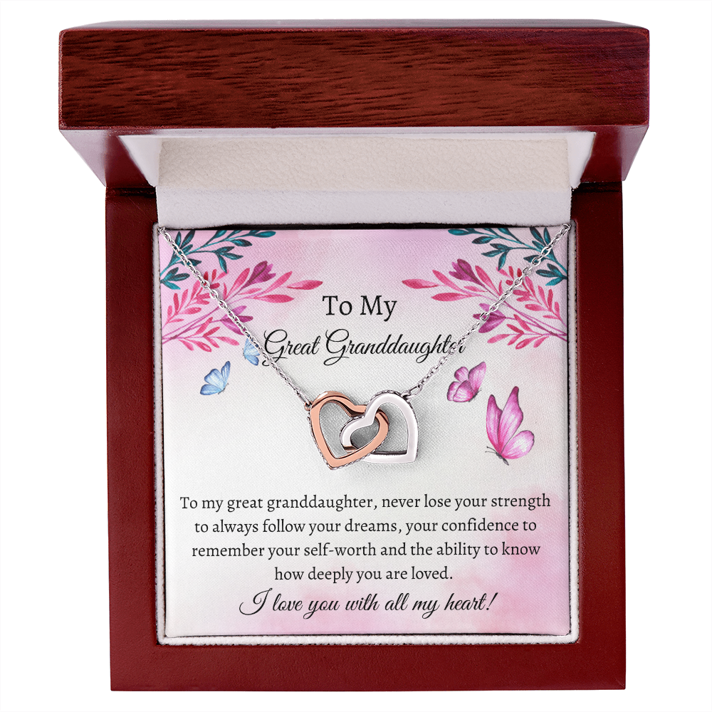 Great Granddaughter Love Heart Message Card Necklace Keepsake