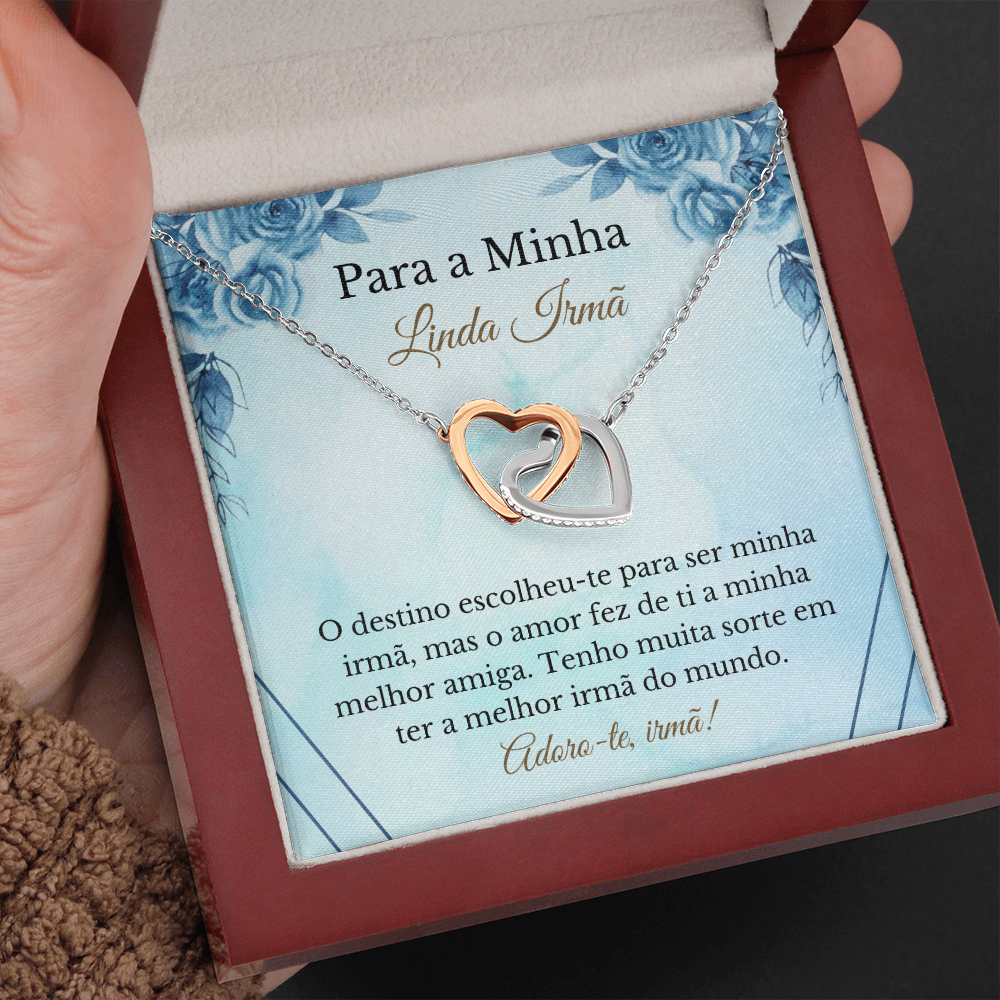 Linda Irmã Colar Portuguese Sister Message Card Necklace