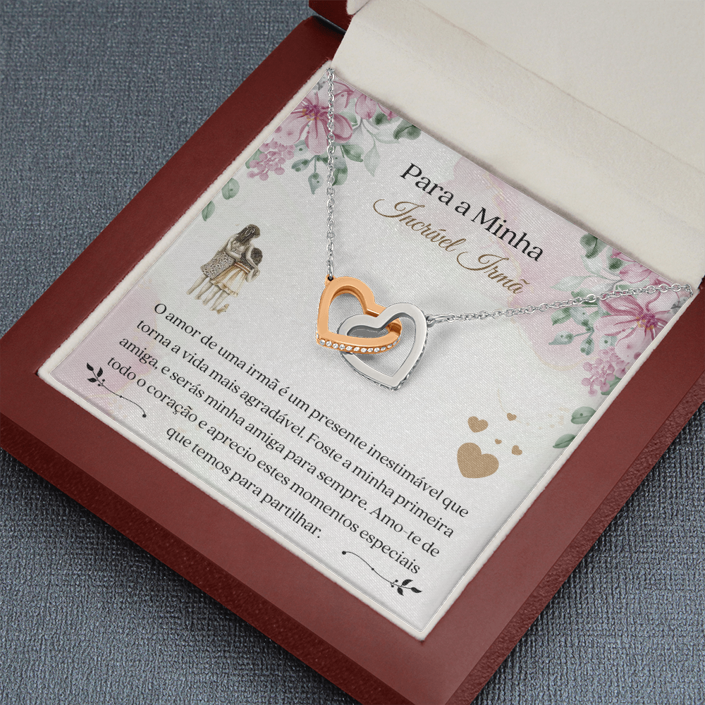 Querida Irmã Colar Portuguese Sister Message Card Necklace