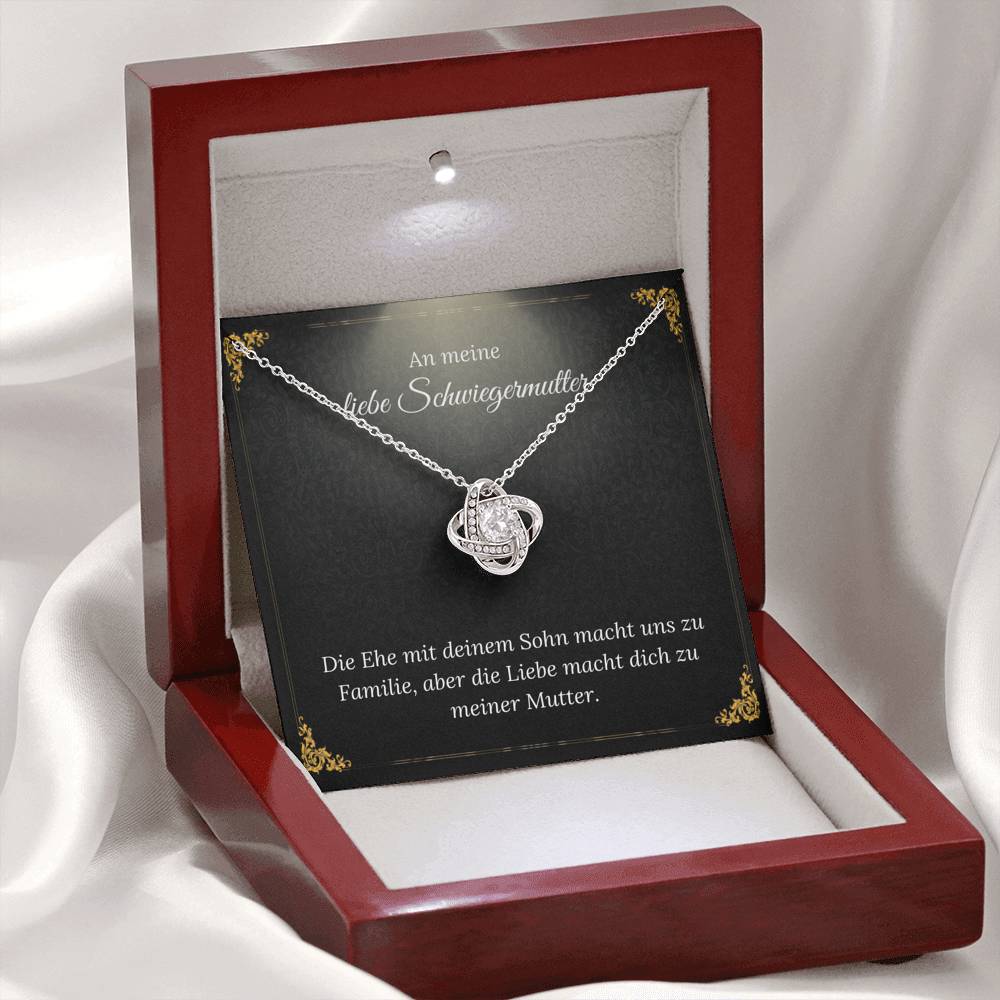 love knot necklace, simple silver pendent, gift for German mother in law