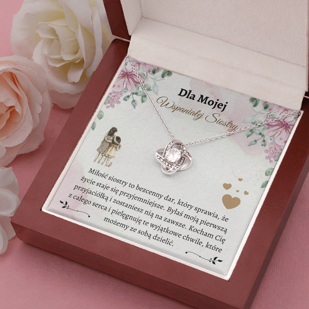 Wspaniałej Siostry Naszyjnik Polish Sister Message Card Necklace