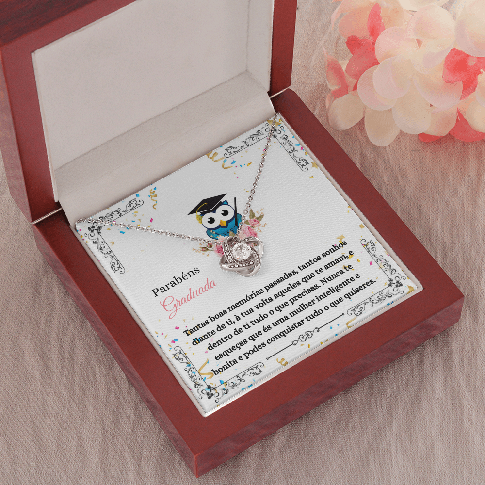 Parabéns Graduada Colar Portuguese Graduate Necklace Card